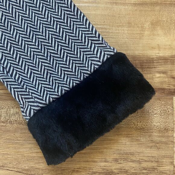 NEIMAN MARCUS VTG XL Faux Fur Trim Button Up Cardigan Shacket Houndstooth Retro - Picture 12 of 16